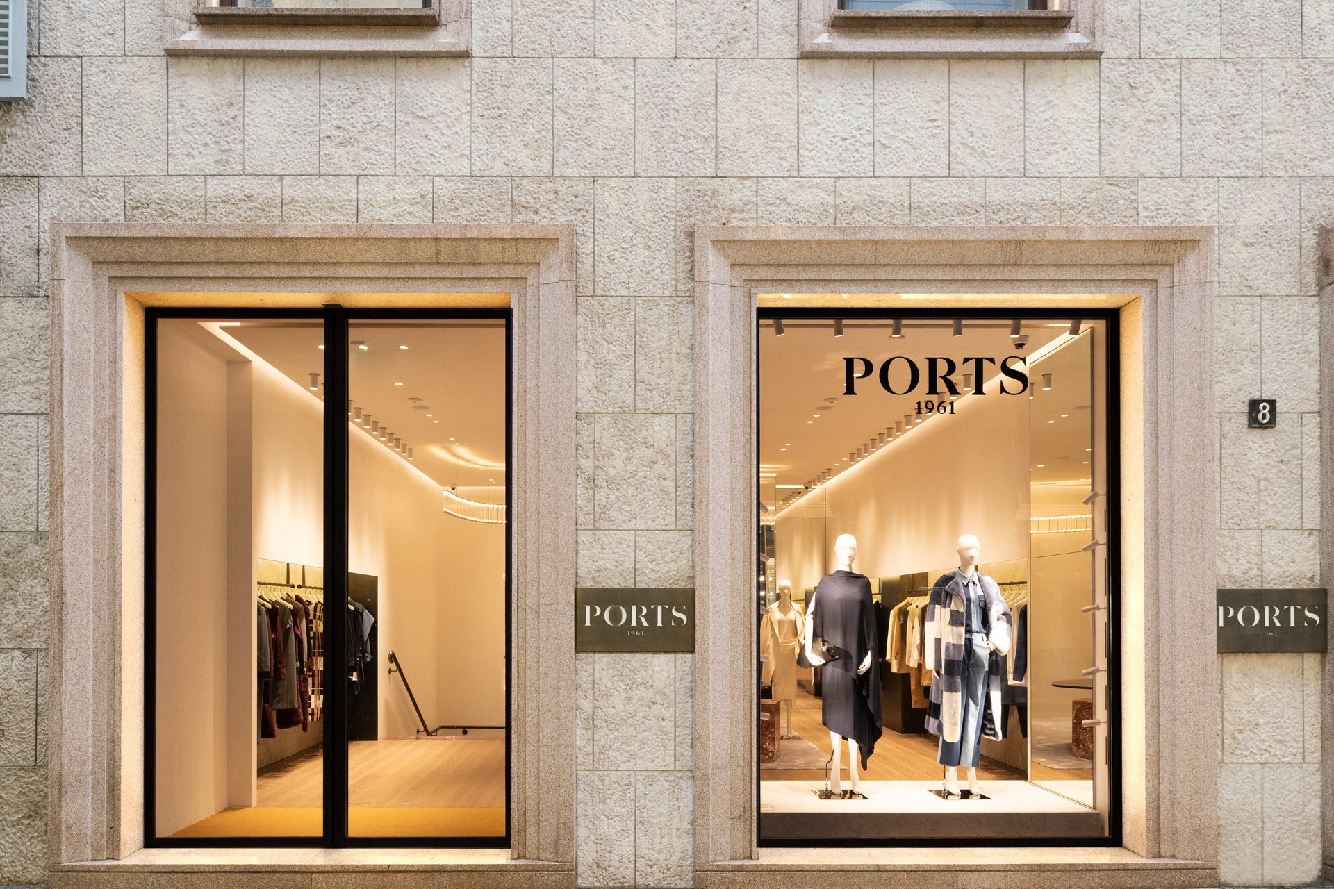 Ports 1991 — Via Montenapoleone flagship store lighting, Milan